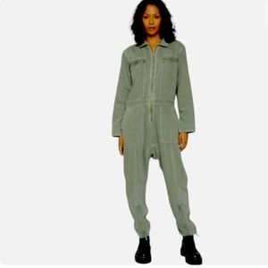 Free People x Sandrine Rose Denim Jumpsuit Army Green Size XS/S